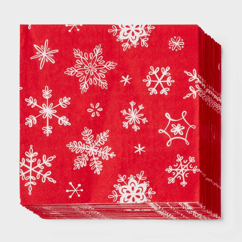 slide 1 of 3, 30ct Christmas Snowflake Lunch Napkins - Spritz™, 30 ct