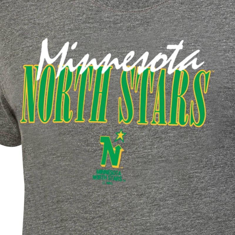 slide 3 of 3, NHL Minnesota North Stars Women's Gray Vintage T-Shirt with Flocking - S: Cotton-Polyester Blend, Crew Neck, Short Sleeve, 1 ct
