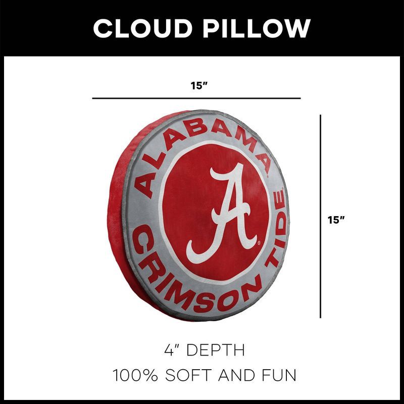 slide 4 of 4, 15" NCAA Alabama Crimson Tide Plush Cloud Pillow: Sports Team Logo Decor, 1 ct