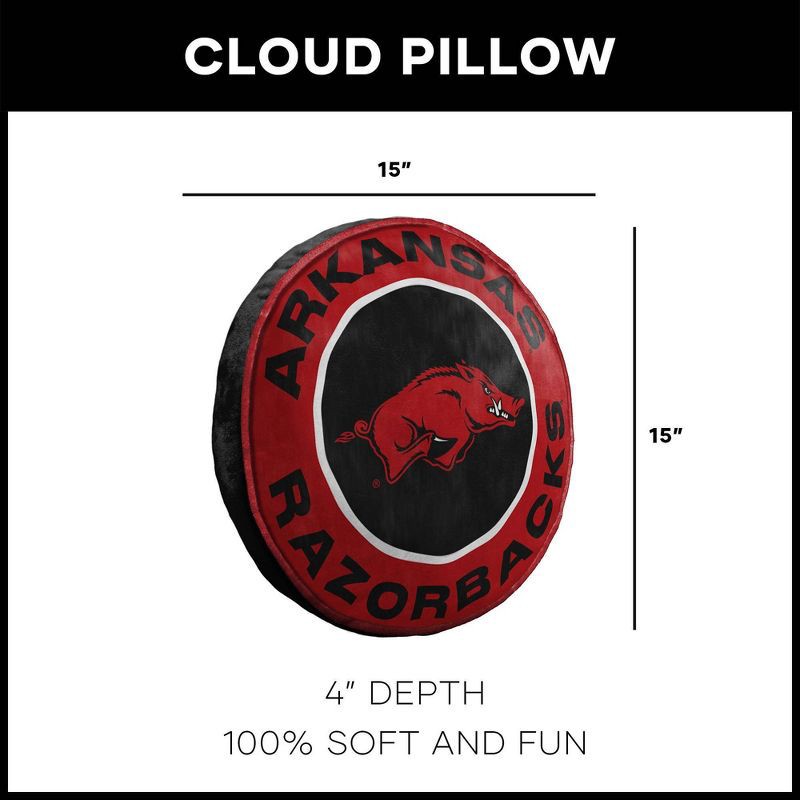 slide 4 of 4, 15" NCAA Arkansas Razorbacks Cloud Pillow: Sports Team Logo Round Throw, 1 ct