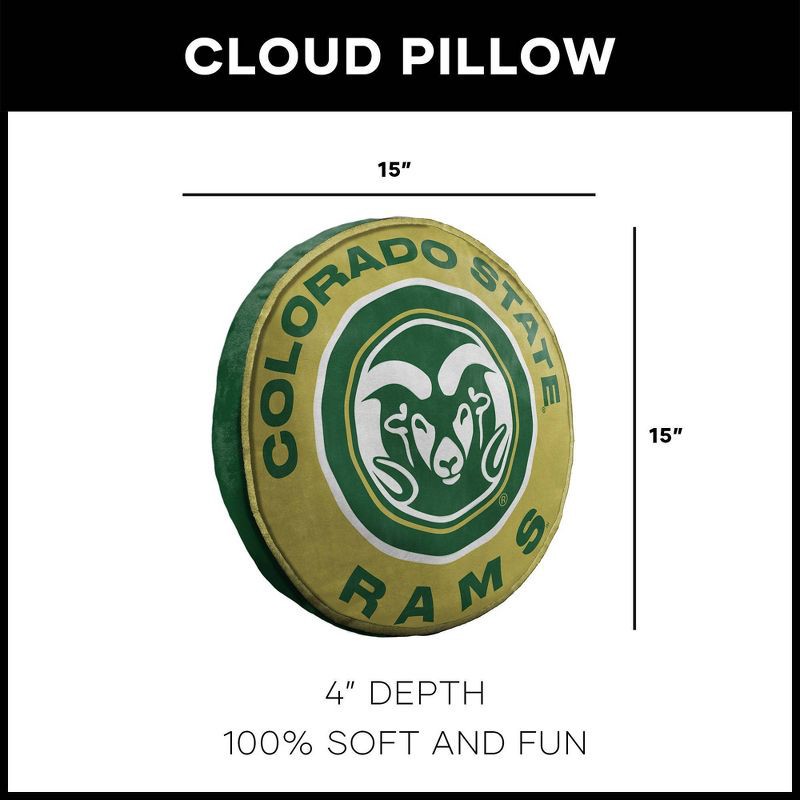 slide 4 of 4, 15" NCAA Colorado State Rams Plush Cloud Pillow: Round Team Logo Throw, 1 ct