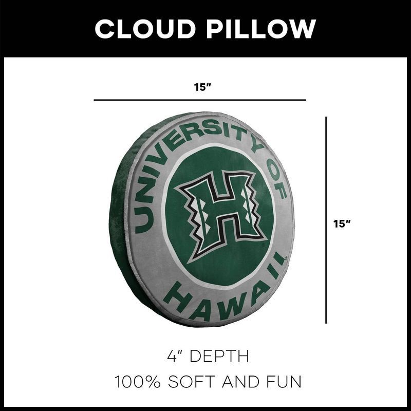 slide 2 of 4, 15" NCAA Hawaii Rainbow Warriors Cloud Pillow: Sports Team Logo, Indoor Use, Round Shape, 1 ct