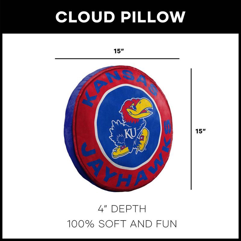 slide 2 of 4, 15" NCAA Kansas Jayhawks Cloud Pillow: Sports Team Logo Plush Decor, 1 ct