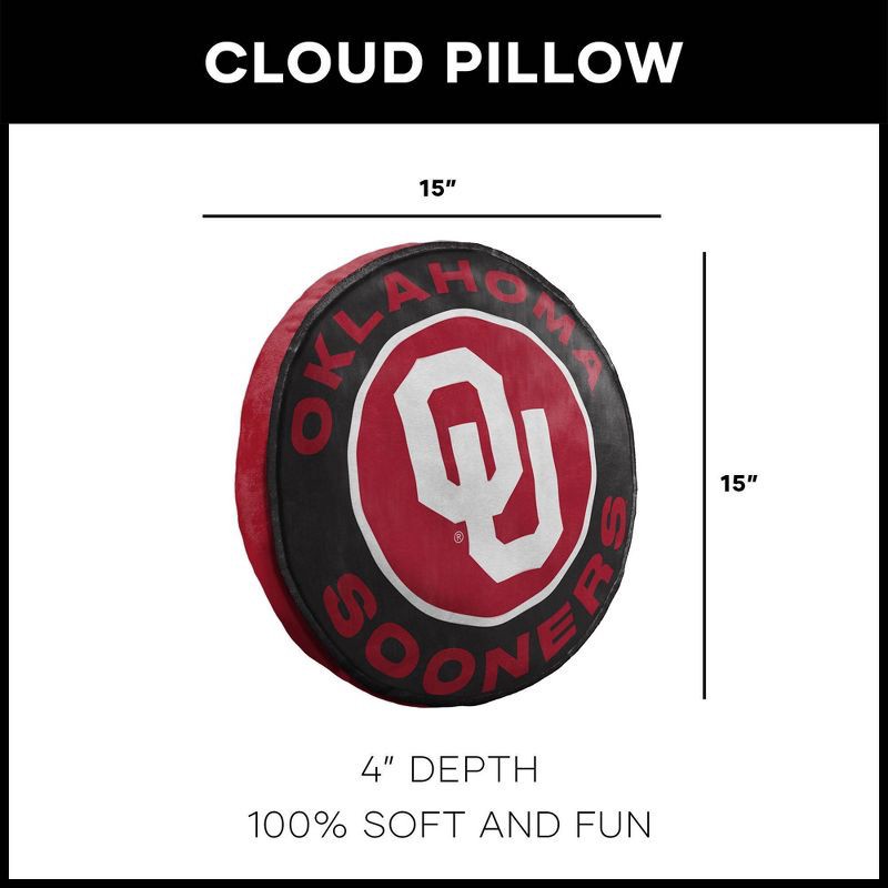 slide 3 of 4, 15" NCAA Oklahoma Sooners Cloud Pillow: Sports Team Logo Plush Novelty, 1 ct