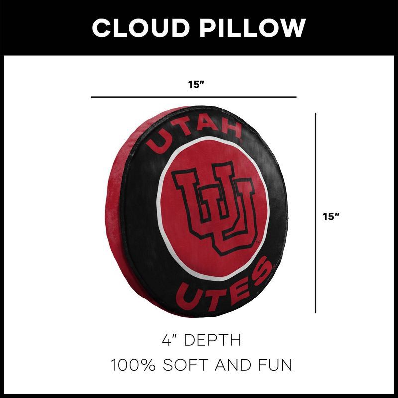 slide 3 of 3, 15" NCAA Utah Utes Cloud Pillow: Sports Team Logo, Indoor Use, Polyester & Spandex, Round Shape, 1 ct