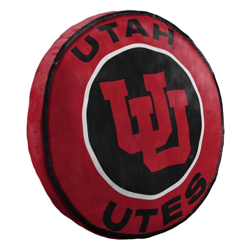 slide 1 of 3, 15" NCAA Utah Utes Cloud Pillow: Sports Team Logo, Indoor Use, Polyester & Spandex, Round Shape, 1 ct
