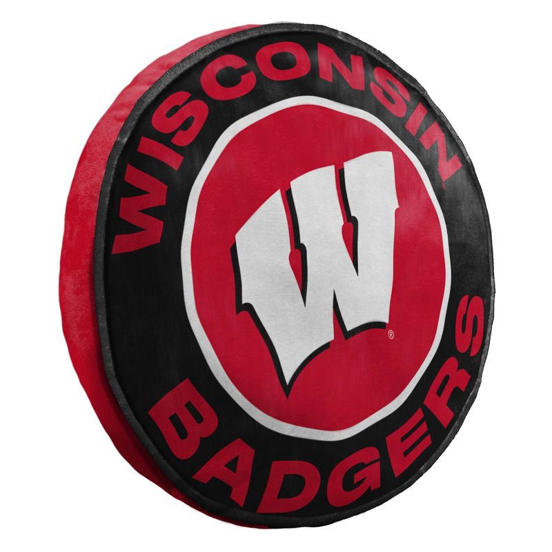 slide 4 of 4, 15" NCAA Wisconsin Badgers Cloud Pillow: Team Logo Round Plush, 1 ct