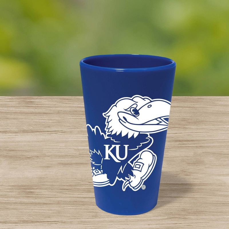 slide 3 of 3, NCAA Kansas Jayhawks Silicone Pint Glass - 16oz: Multicolor Drinkware, 1 Piece, 16 oz