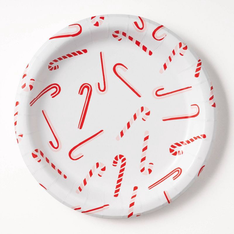 slide 1 of 3, 20ct 8.5" Christmas Candy Cane Dinner Plates - Spritz™, 20 ct