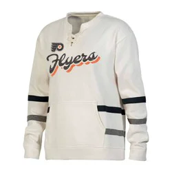 NHL Philadelphia Flyers Women's Natural Long Sleeve Fleece Hooded Sweatshirt - S