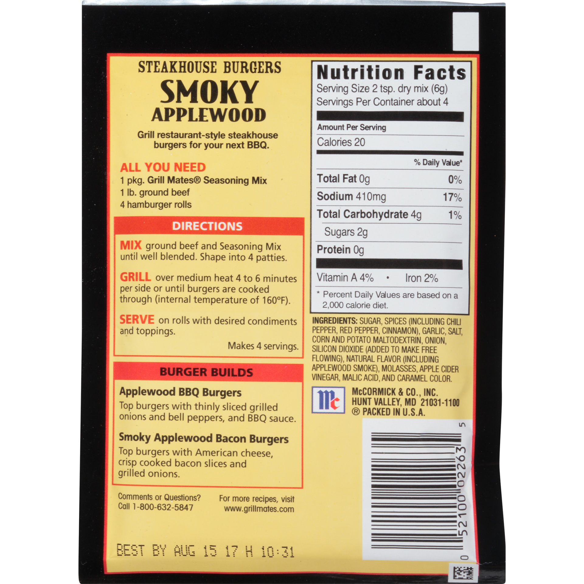 slide 4 of 6, McCormick Grill Mates Smoky Applewood Seasoning Mix, 0.87 oz