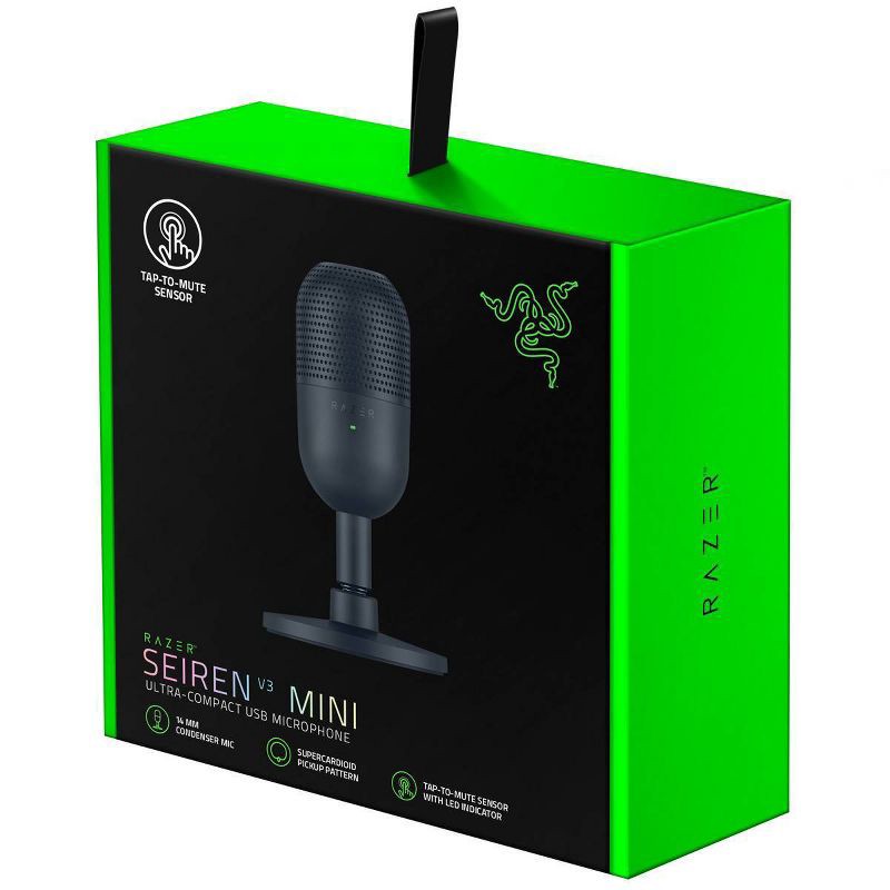slide 7 of 8, Razer Seiren V3 Mini Ultra Compact USB Microphone: Condenser, Supercardioid Pattern, 1 ct