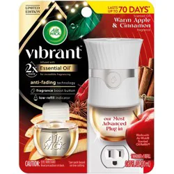 Air Wick Vibrant Scented Oil Air Freshener Starter Kit - 1 Warmer + 1 Refill - Warm Apple & Cinnamon - 0.67 fl oz/2pk