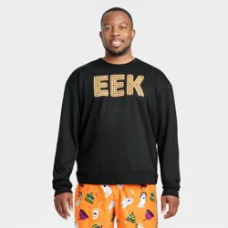 Men's Glow-in-the-Dark Crewneck Halloween Matching Family Pajama Sleep Sweatshirt - Hyde & EEK! Boutique™ Black M