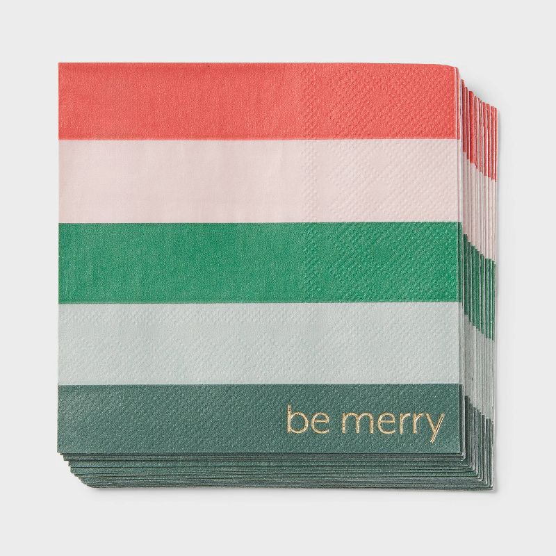 slide 1 of 3, 20ct Christmas Be Merry Beverage Napkins - Spritz™, 20 ct