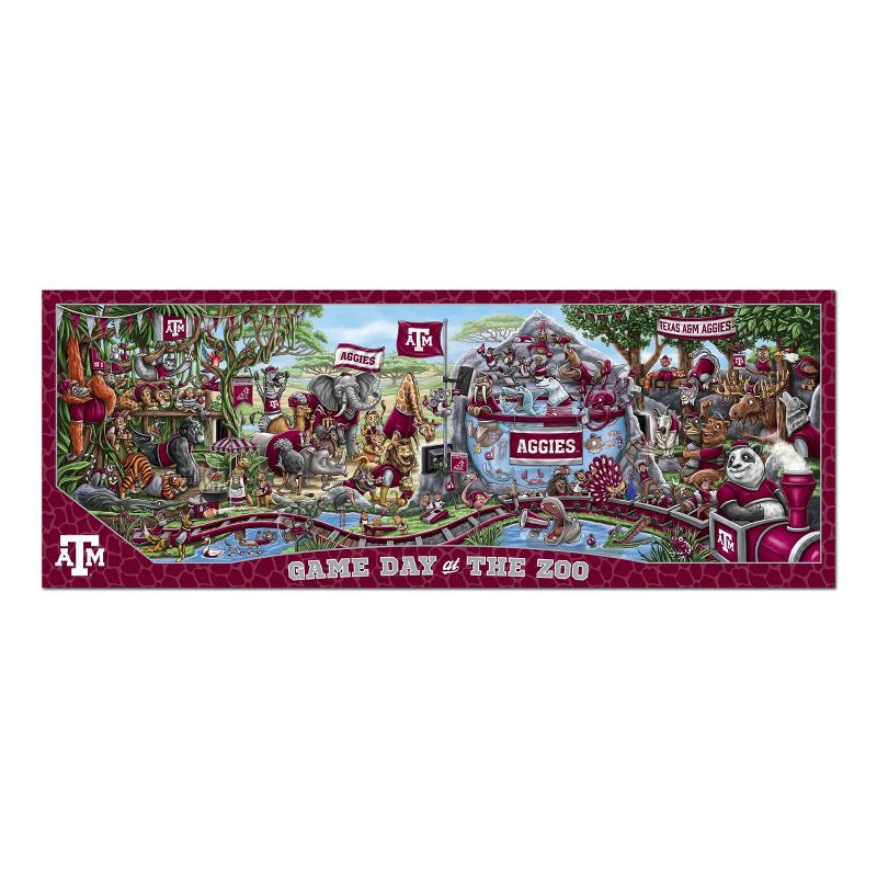 slide 3 of 3, NCAA Texas A&M Aggies Game Day at the Zoo 500pc Jigsaw Puzzle: Sports Theme, Ages 10+, 500 ct