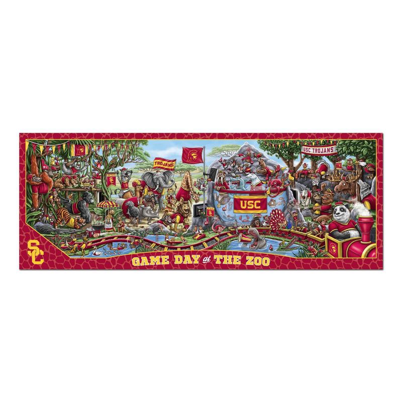 slide 3 of 3, NCAA USC Trojans Game Day at the Zoo 500pc Jigsaw Puzzle: Sports Theme, Ages 10+, 500 ct