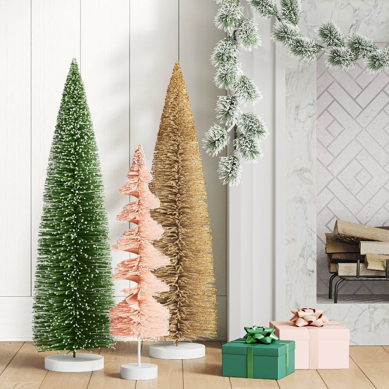 slide 2 of 3, 36" Christmas Bottle Brush Tree Sculpture Gold - Wondershop™ :Indoor Tabletop Decor, No Battery Required, 1 ct