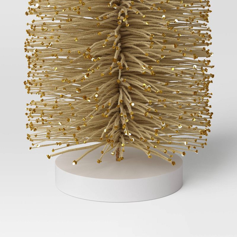 slide 3 of 3, 36" Christmas Bottle Brush Tree Sculpture Gold - Wondershop™ :Indoor Tabletop Decor, No Battery Required, 1 ct