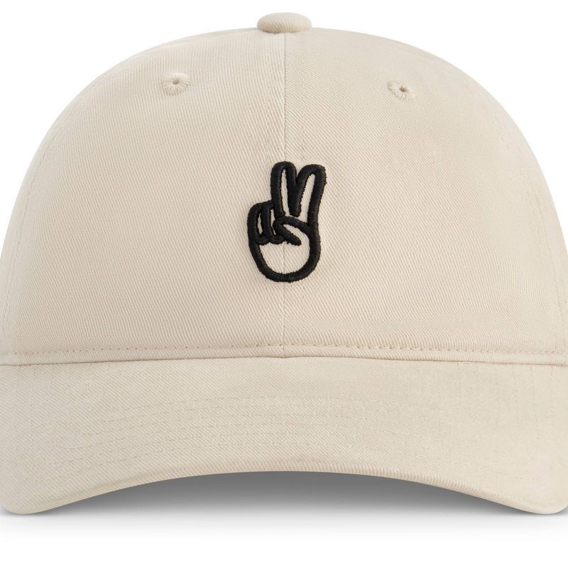 slide 2 of 5, Concept One Peace Sign Dad Baseball Hat - Beige: Cotton Twill, Adjustable Hook & Loop Fastener, Midweight Fabric, 1 ct
