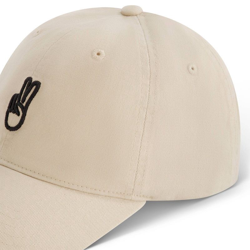 slide 4 of 5, Concept One Peace Sign Dad Baseball Hat - Beige: Cotton Twill, Adjustable Hook & Loop Fastener, Midweight Fabric, 1 ct