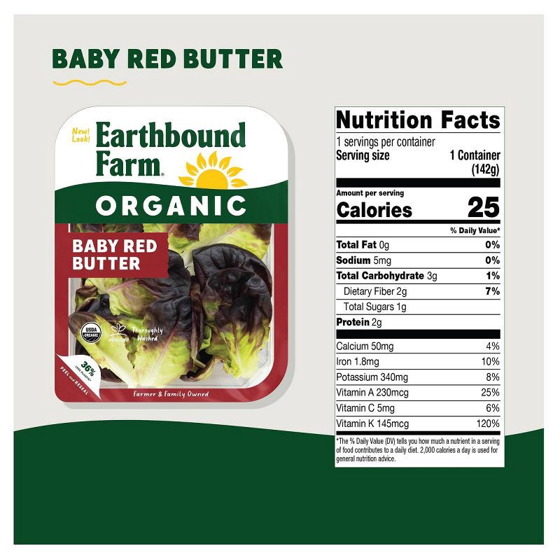 slide 2 of 3, Earthbound Farm Organic Baby Red Butter Lettuce - 5oz, 5 oz