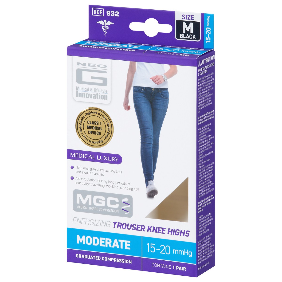slide 13 of 13, Neo G Black Energizing Trouser Knee Highs Medium 1 ea, 1 ct