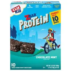 CLIF Kid Zbar Protein - Chocolate Mint - Crispy Whole Grain Snack Bars - Made with Organic Oats - Non-GMO - 5g Protein - 1.27 oz. (10 Pack)