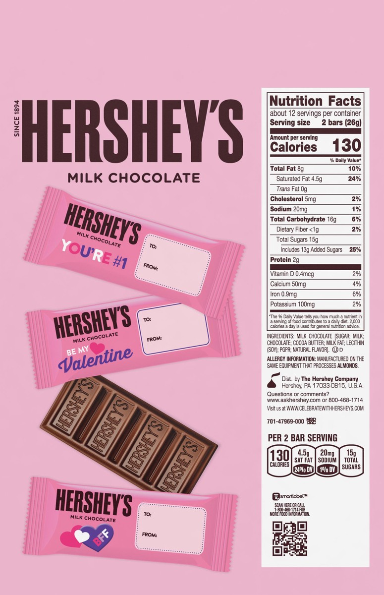 slide 2 of 3, Hershey's Snack Size Valentine Exchange Milk Chocolate 25 ea, 25 ct