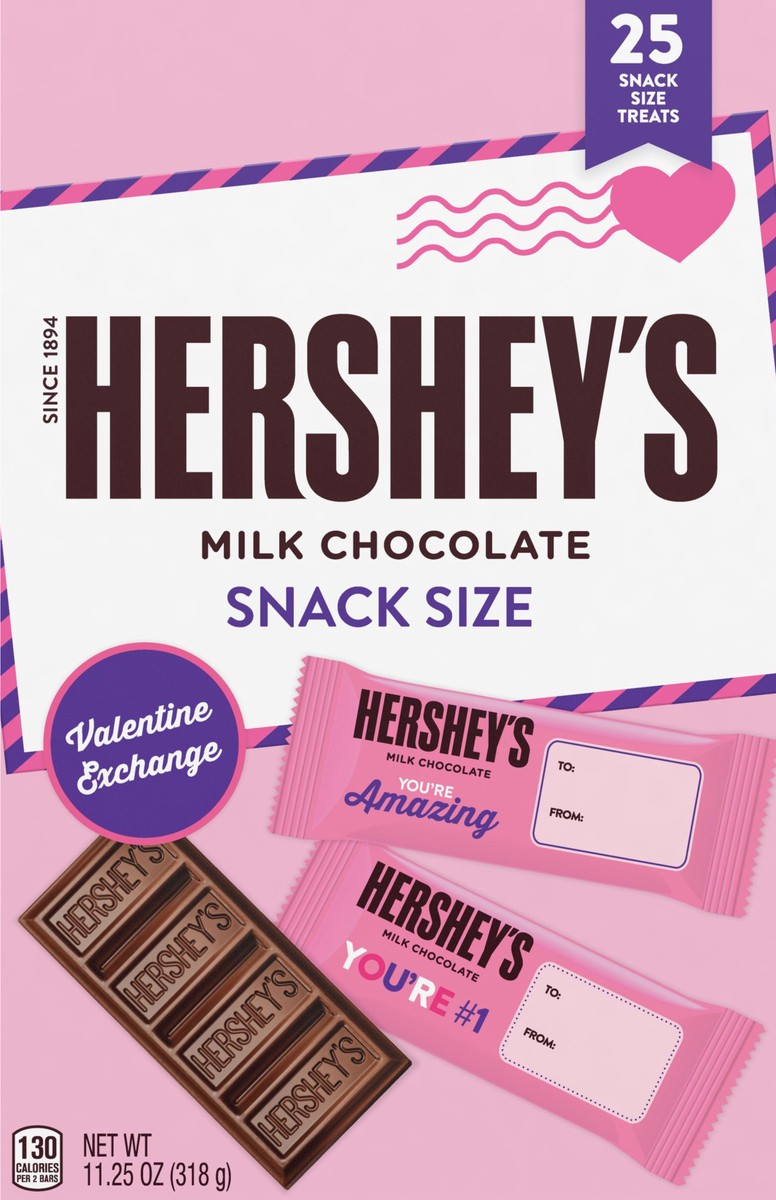 slide 3 of 3, Hershey's Snack Size Valentine Exchange Milk Chocolate 25 ea, 25 ct