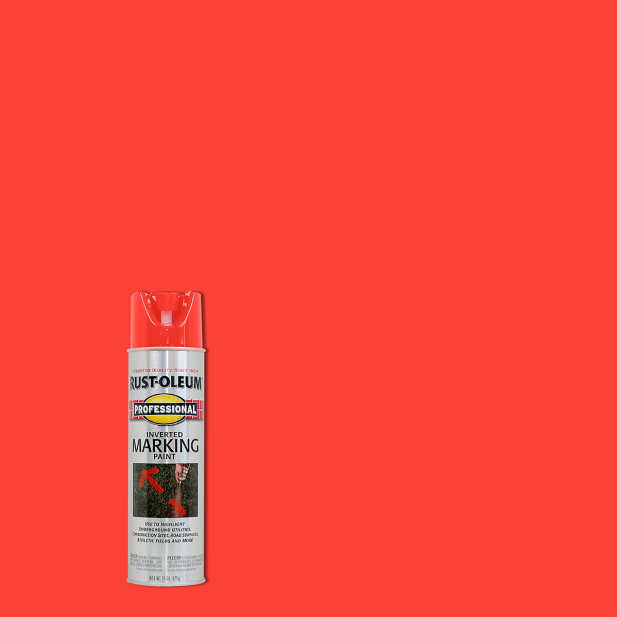 slide 1 of 9, Rust-Oleum Professional Inverted Marking Spray Paint - 2558838, Fluorescent Red-Orange, 15 oz