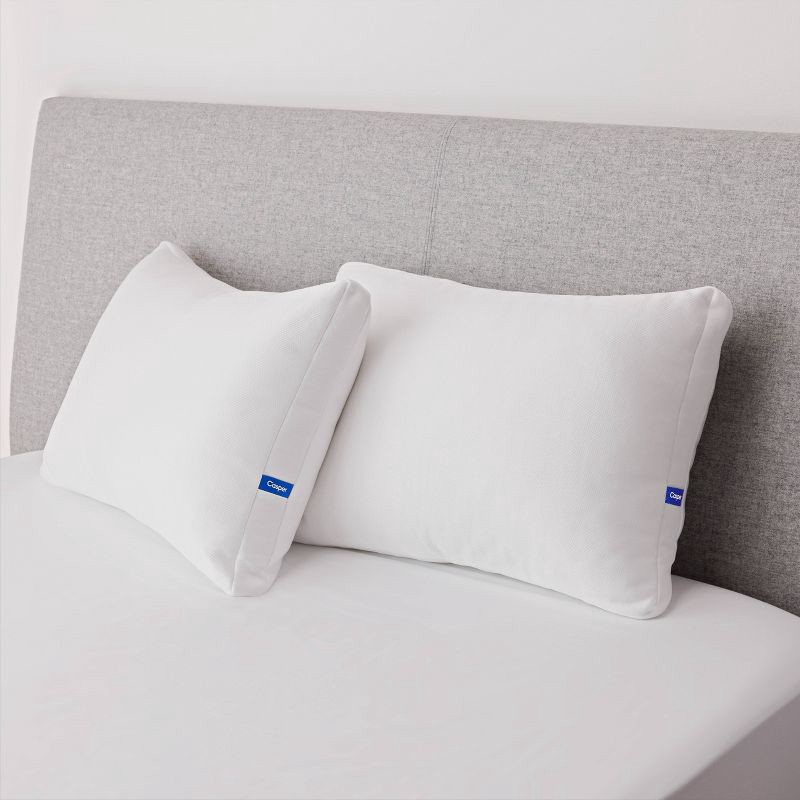 slide 5 of 5, Casper Sleep The Casper Essential Cooling Fiber Pillow - Standard: Universal Sleeper, Removable Cover, Polyester Fiber Fill, Bed Pillow, 1 ct