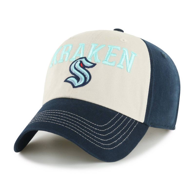 slide 1 of 3, NHL Seattle Kraken Sprague Hat: Cotton Twill, Adjustable Strap, Team Logo Design, 1 ct