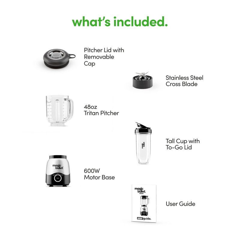 slide 9 of 11, Magic Bullet 2-Speed Countertop Blender Combo Silver MBF50200, 1 ct