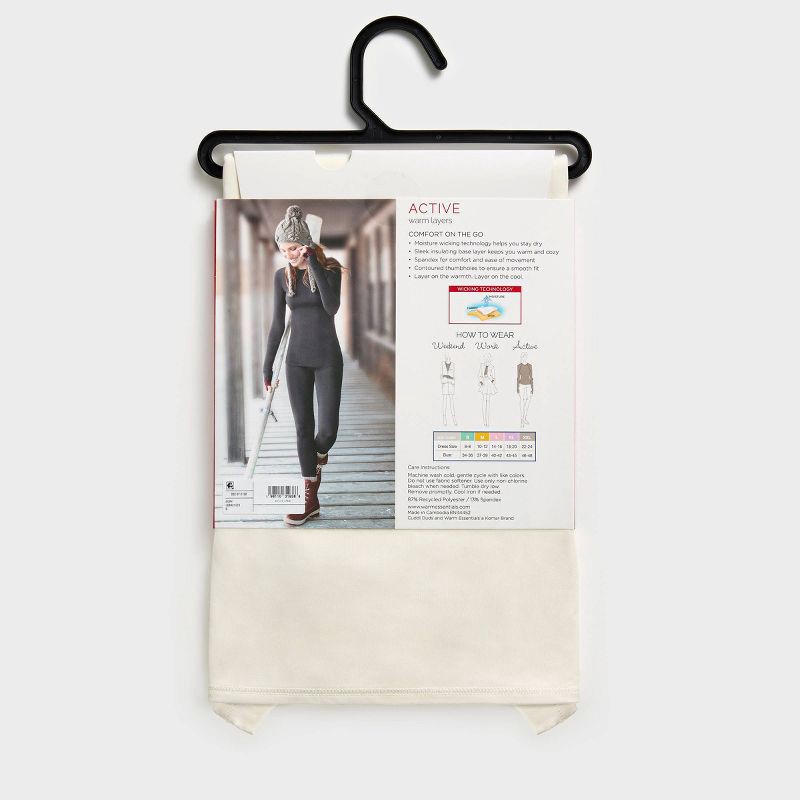 slide 4 of 5, Warm Essentials by Cuddl Duds Women's Active Long Sleeve Crewneck Top - Ivory S, 1 ct