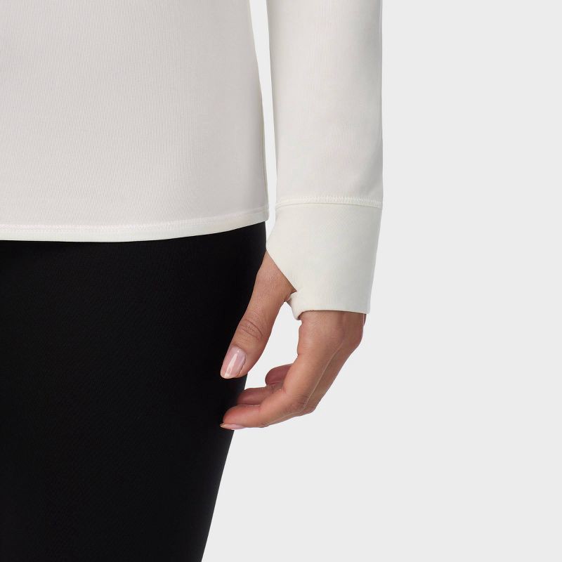slide 5 of 5, Warm Essentials by Cuddl Duds Women's Active Long Sleeve Crewneck Top - Ivory S, 1 ct