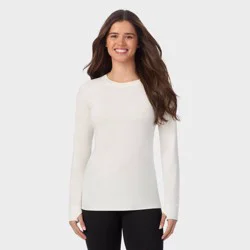 Warm Essentials by Cuddl Duds Women's Active Long Sleeve Crewneck Top - Ivory XL