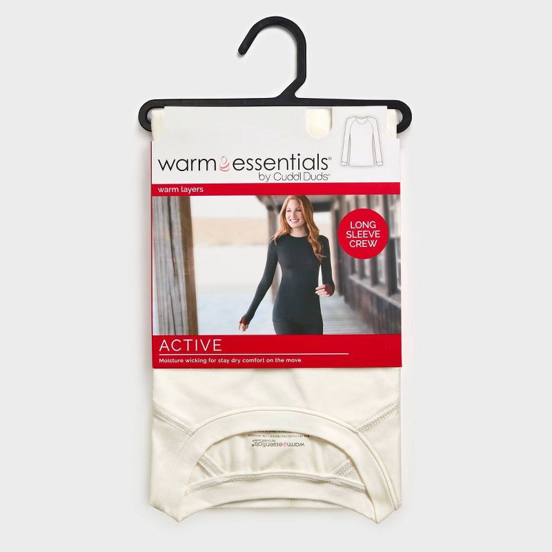 slide 3 of 5, Warm Essentials by Cuddl Duds Women's Active Long Sleeve Crewneck Top - Ivory XXL, 1 ct