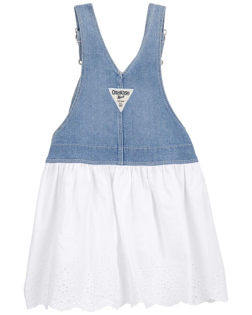 slide 2 of 3, Oshkosh Toddler Stretch Denim Eyelet Jumper Dress Denim 4T, 1 ct