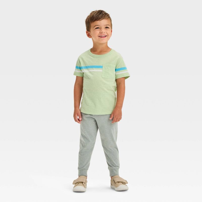 slide 3 of 3, Toddler Boys' Jersey Jogger Pants - Cat & Jack™ Dark Gray 3T: Cotton Blend, Recycled Polyester, Midweight, Elastic Waistband, 1 ct