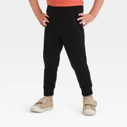 Toddler Boys' Jersey Jogger Pants - Cat & Jack™ Black 2T: Midweight, Elastic Waist, Pull-On Style