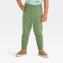 Toddler Boys' Jersey Jogger Pants - Cat & Jack™ Green 2T:Cotton Blend, Recycled Polyester, Midweight, Elastic Waistband,
