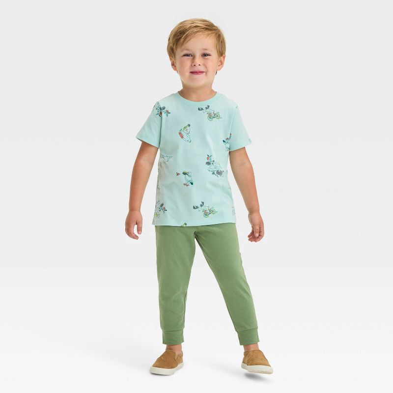 slide 3 of 3, Toddler Boys' Jersey Jogger Pants - Cat & Jack™ Green 3T: Midweight, Elastic Waist, Pull-On Style, 1 ct