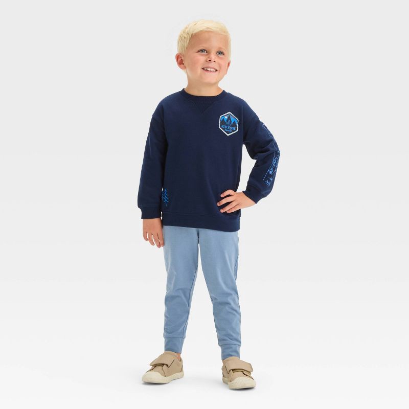 slide 3 of 3, Toddler Boys' Jersey Jogger Pants - Cat & Jack™ Blue 4T: Midweight Elastic Waistband, 1 ct