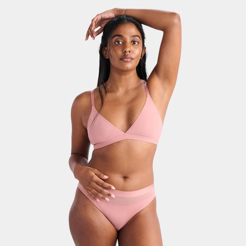 slide 4 of 4, Parade Women's Re:Play Triangle Wireless Bralette - Hot Honey L: Adjustable Strap, Unpadded, Low Coverage, 1 ct