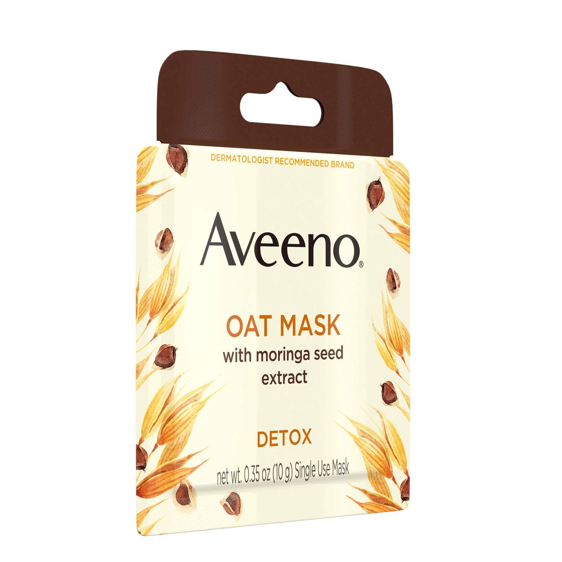 slide 4 of 5, Aveeno Oat Face Mask with Detoxifying Moringa Seed Extract and Vitamin E Antioxidant, to Remove Skin Impurities, Paraben Free, Phthalate-Free, Single Use Travel Size,.35 oz, 0.35 oz