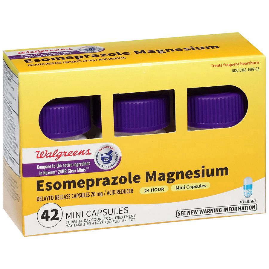 slide 2 of 5, Walgreens Esomeprazole Magnesium Delayed-Release Mini Capsules, 20 mg, Acid Reducer, 42 ct