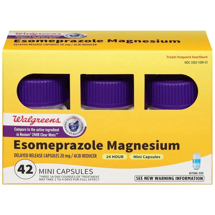 slide 1 of 5, Walgreens Esomeprazole Magnesium Delayed-Release Mini Capsules, 20 mg, Acid Reducer, 42 ct