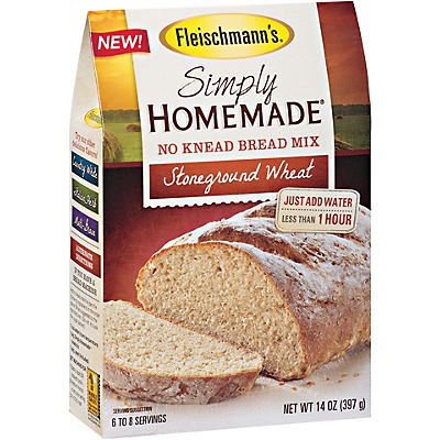 slide 1 of 1, Fleischmann's Simply Homemade Stoneground Wheat No Knead Bread Mix, 14 oz