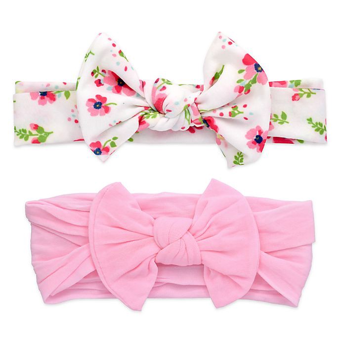 slide 1 of 4, Khristie Floral and Pink Bow Headbands, 2 ct